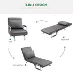 Single Person Folding 5 Position Convertible Sofa Bed Sleeper Chair Chaise Lounge Couch w/Pillow & Steel Frame