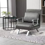 Single Person Folding 5 Position Convertible Sofa Bed Sleeper Chair Chaise Lounge Couch w/Pillow & Steel Frame