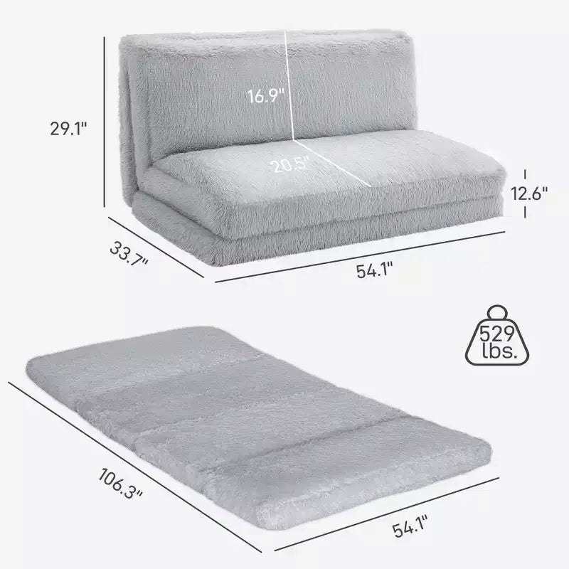 Canapé-lit pliable en mousse rembourré, matelas de sol large et moelleux, canapé mural transformable