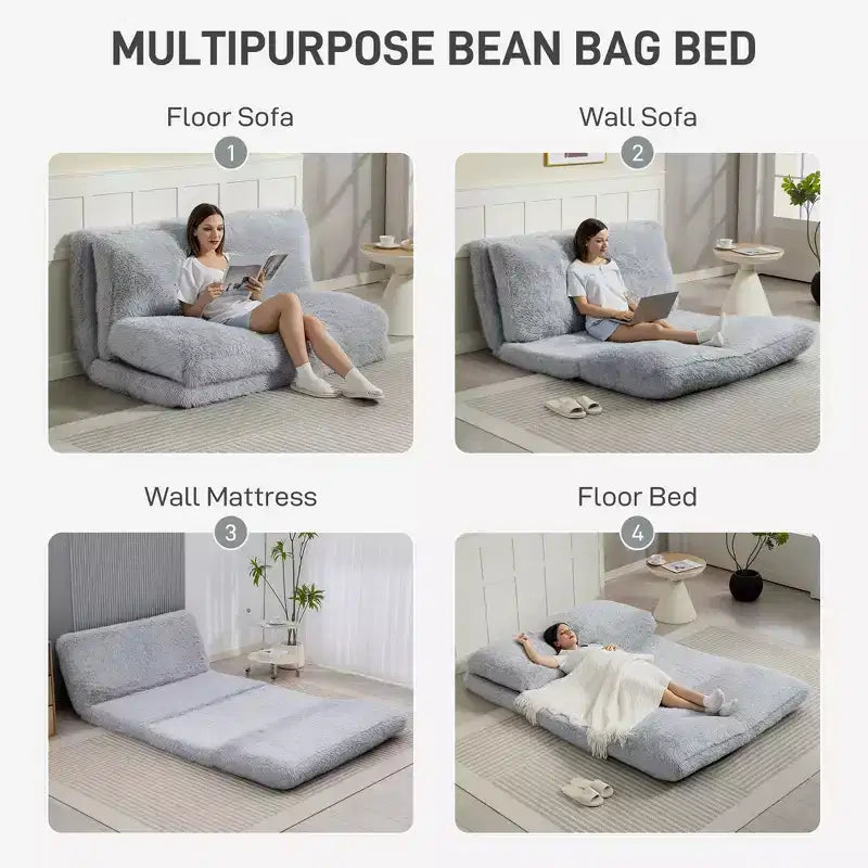 Canapé-lit pliable en mousse rembourré, matelas de sol large et moelleux, canapé mural transformable