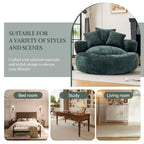 Efomao Round Ultra Soft Chenille Foam Bean Bag Chair - Oversized Comfy with Armrests & 3 Pillows - for Adults/Teens (Green)