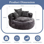 Pouf géant ultra doux en chenille et mousse Efomao avec accoudoirs et 3 oreillers - pour adultes/adolescents (noir)