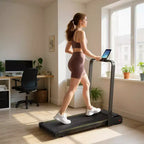 Tapis de marche Soozier, 0,6 à 6,2 mph, pliable, à placer sous un bureau, avec inclinaison, guidon, roues, écran LED et télécommande