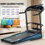 Tapis de course pliable KRISRATE avec banc d'abdominaux, tapis de course portable 3,5 CV amélioré en 2025 pour la maison avec inclinaison, écran LCD intelligent pour la masse grasse et la fréquence cardiaque