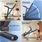 Tapis de course pliable KRISRATE avec banc d'abdominaux, tapis de course portable 3,5 CV amélioré en 2025 pour la maison avec inclinaison, écran LCD intelligent pour la masse grasse et la fréquence cardiaque