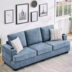 Modern 89 in 3-Seater Sofa for Living Room, Comfy Couches with Deep Seat,Chenille Couch with Cup Holders and Side Storage Pockets for Apartment Lounge