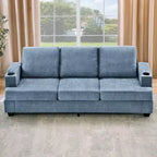 Modern 89 in 3-Seater Sofa for Living Room, Comfy Couches with Deep Seat,Chenille Couch with Cup Holders and Side Storage Pockets for Apartment Lounge