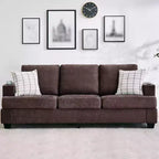 Canapé moderne 88 avec accoudoirs moelleux, canapé 3 places rembourré avec porte-gobelets et poches latérales, canapé profond pour salon et chambre à coucher