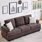 COZONY 89 3-Seater Modern Chenille Sofa with Deep Seats, Cup Holders & Side Storage Pockets, Upholstered Couch for Living Room or Apartment Lounge