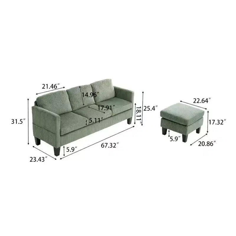 Canapé d'angle en forme de L TUYOHW, Canapé 4 places en velours côtelé avec mousse à mémoire de forme pour petits espaces de salon et appartements