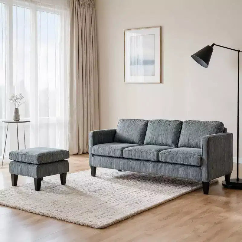 Canapé d'angle en forme de L TUYOHW, Canapé 4 places en velours côtelé avec mousse à mémoire de forme pour petits espaces de salon et appartements