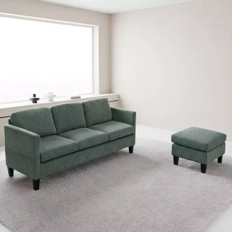 Canapé d'angle en forme de L TUYOHW, Canapé 4 places en velours côtelé avec mousse à mémoire de forme pour petits espaces de salon et appartements