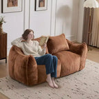TUYOHW No Assembly Bean Bag Couch,75.2 Oversized Fluffy Loveseat with 2 Pillows,Faux Fur 2-Seater Couch for Living Room,Bedroom