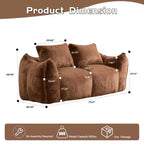 TUYOHW No Assembly Bean Bag Couch,75.2 Oversized Fluffy Loveseat with 2 Pillows,Faux Fur 2-Seater Couch for Living Room,Bedroom