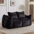 TUYOHW No Assembly Bean Bag Couch,75.2 Oversized Fluffy Loveseat with 2 Pillows,Faux Fur 2-Seater Couch for Living Room,Bedroom