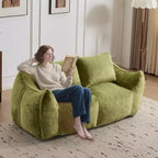 TUYOHW No Assembly Bean Bag Couch,75.2 Oversized Fluffy Loveseat with 2 Pillows,Faux Fur 2-Seater Couch for Living Room,Bedroom