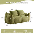 TUYOHW No Assembly Bean Bag Couch,75.2 Oversized Fluffy Loveseat with 2 Pillows,Faux Fur 2-Seater Couch for Living Room,Bedroom