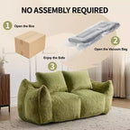 TUYOHW No Assembly Bean Bag Couch,75.2 Oversized Fluffy Loveseat with 2 Pillows,Faux Fur 2-Seater Couch for Living Room,Bedroom
