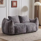 TUYOHW No Assembly Bean Bag Couch,75.2 Oversized Fluffy Loveseat with 2 Pillows,Faux Fur 2-Seater Couch for Living Room,Bedroom