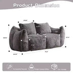 TUYOHW No Assembly Bean Bag Couch,75.2 Oversized Fluffy Loveseat with 2 Pillows,Faux Fur 2-Seater Couch for Living Room,Bedroom