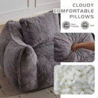TUYOHW No Assembly Bean Bag Couch,75.2 Oversized Fluffy Loveseat with 2 Pillows,Faux Fur 2-Seater Couch for Living Room,Bedroom