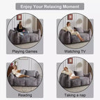TUYOHW No Assembly Bean Bag Couch,75.2 Oversized Fluffy Loveseat with 2 Pillows,Faux Fur 2-Seater Couch for Living Room,Bedroom