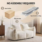 TUYOHW No Assembly Bean Bag Couch,75.2 Oversized Fluffy Loveseat with 2 Pillows,Faux Fur 2-Seater Couch for Living Room,Bedroom
