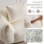TUYOHW No Assembly Bean Bag Couch,75.2 Oversized Fluffy Loveseat with 2 Pillows,Faux Fur 2-Seater Couch for Living Room,Bedroom