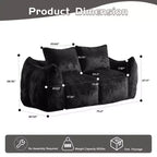 TUYOHW No Assembly Bean Bag Couch,75.2 Oversized Fluffy Loveseat with 2 Pillows,Faux Fur 2-Seater Couch for Living Room,Bedroom