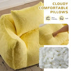 TUYOHW No Assembly Bean Bag Couch,75.2 Oversized Fluffy Loveseat with 2 Pillows,Faux Fur 2-Seater Couch for Living Room,Bedroom