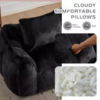 TUYOHW No Assembly Bean Bag Couch,75.2 Oversized Fluffy Loveseat with 2 Pillows,Faux Fur 2-Seater Couch for Living Room,Bedroom