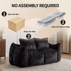 TUYOHW No Assembly Bean Bag Couch,75.2 Oversized Fluffy Loveseat with 2 Pillows,Faux Fur 2-Seater Couch for Living Room,Bedroom