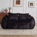 TUYOHW No Assembly Bean Bag Couch,75.2 Oversized Fluffy Loveseat with 2 Pillows,Faux Fur 2-Seater Couch for Living Room,Bedroom
