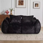 TUYOHW No Assembly Bean Bag Couch,75.2 Oversized Fluffy Loveseat with 2 Pillows,Faux Fur 2-Seater Couch for Living Room,Bedroom