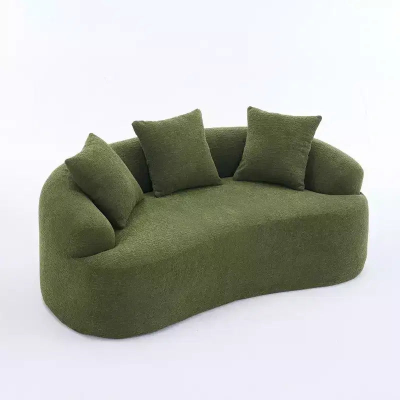 TUYOHW Canapé incurvé 65 po, Canapé en chenille sans assemblage avec 3 oreillers, Causeuse 2 places pour salon, Petit espace
