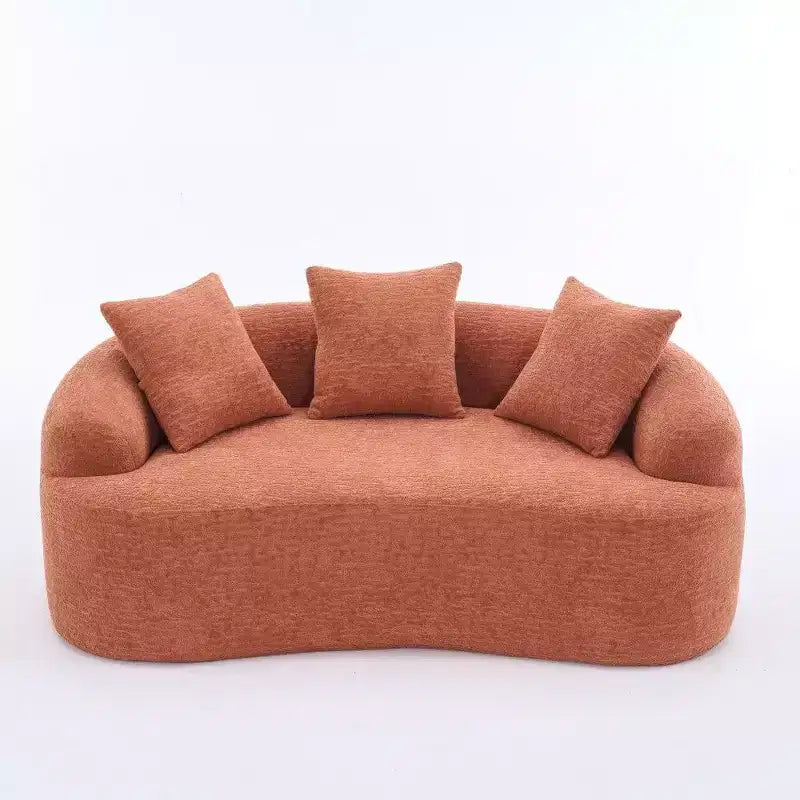 TUYOHW Canapé incurvé 65 po, Canapé en chenille sans assemblage avec 3 oreillers, Causeuse 2 places pour salon, Petit espace