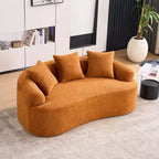 TUYOHW Canapé incurvé 65 po, Canapé en chenille sans assemblage avec 3 oreillers, Causeuse 2 places pour salon, Petit espace