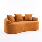TUYOHW Canapé incurvé 65 po, Canapé en chenille sans assemblage avec 3 oreillers, Causeuse 2 places pour salon, Petit espace