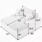 Canapé surdimensionné TUYOHW, large canapé de sol avec 2 oreillers pour petit espace, capacité de 180 kg, aucun assemblage requis
