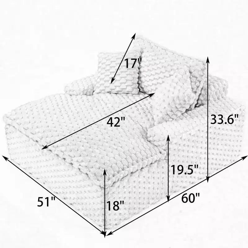 Canapé surdimensionné TUYOHW, large canapé de sol avec 2 oreillers pour petit espace, capacité de 180 kg, aucun assemblage requis