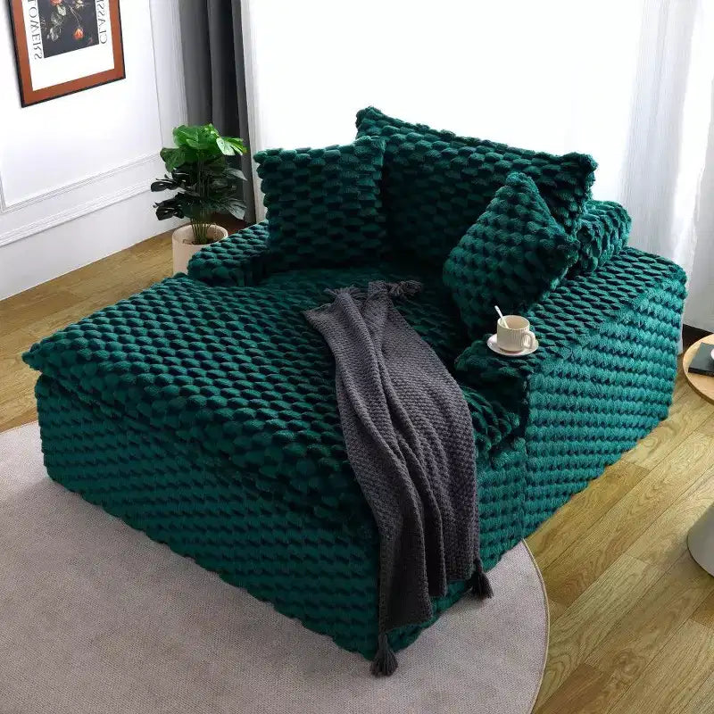 TUYOHW Oversized Single Seater Sofa,Wide Floor Couch with 2 Pillows for Small Space,400lb Capacity,No Assembly Required