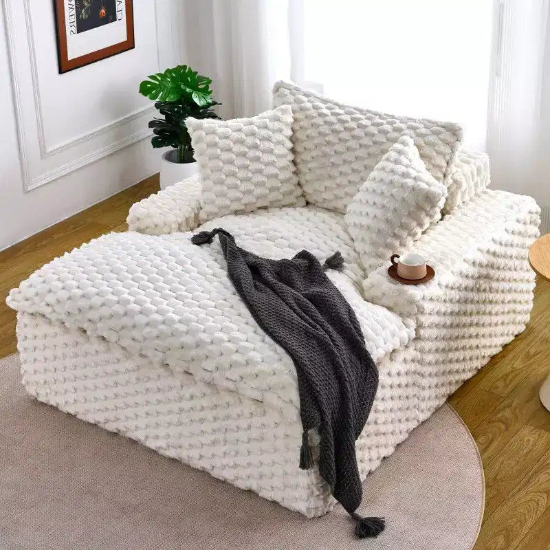 TUYOHW Oversized Single Seater Sofa,Wide Floor Couch with 2 Pillows for Small Space,400lb Capacity,No Assembly Required