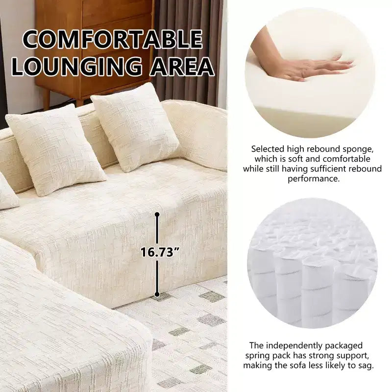 EHMKNP 101 L-Shaped Sectional Sofa with Curved Chaise  Modular Chenille Cloud Couch, No Assembly Required