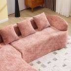 EHMKNP 101 L-Shaped Sectional Sofa with Curved Chaise  Modular Chenille Cloud Couch, No Assembly Required