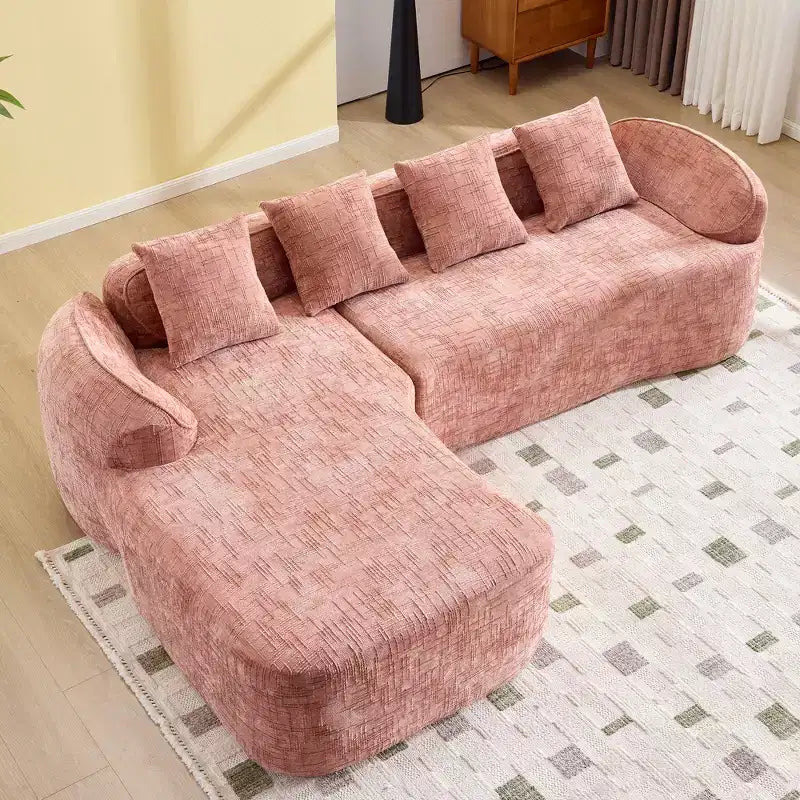 EHMKNP 101 L-Shaped Sectional Sofa with Curved Chaise  Modular Chenille Cloud Couch, No Assembly Required
