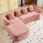 EHMKNP 101 L-Shaped Sectional Sofa with Curved Chaise  Modular Chenille Cloud Couch, No Assembly Required