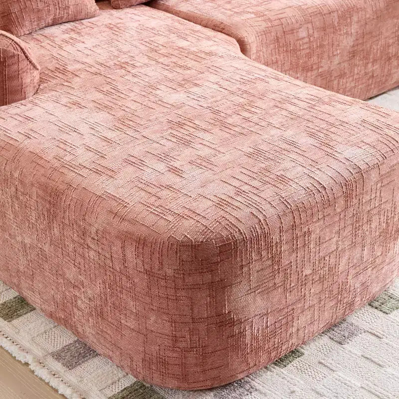 EHMKNP 101 L-Shaped Sectional Sofa with Curved Chaise  Modular Chenille Cloud Couch, No Assembly Required