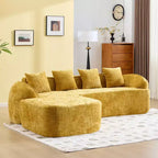 EHMKNP 101 L-Shaped Sectional Sofa with Curved Chaise  Modular Chenille Cloud Couch, No Assembly Required
