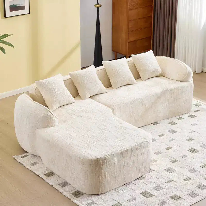 EHMKNP 101 L-Shaped Sectional Sofa with Curved Chaise  Modular Chenille Cloud Couch, No Assembly Required