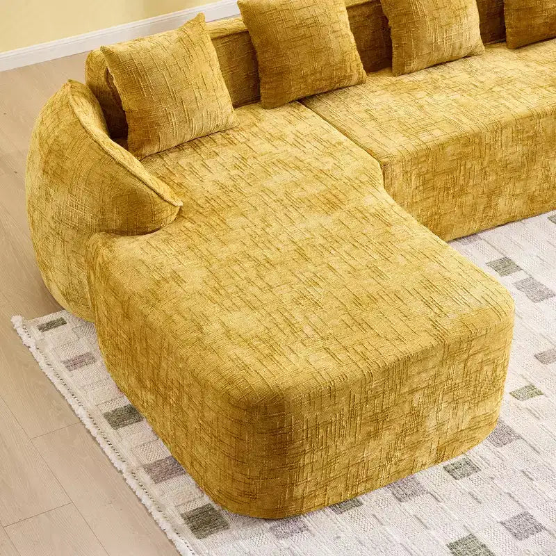 EHMKNP 101 L-Shaped Sectional Sofa with Curved Chaise  Modular Chenille Cloud Couch, No Assembly Required